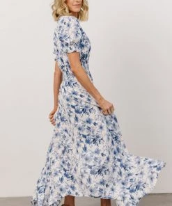 HAY Robyn Maxi Dress | Blue Watercolor Print