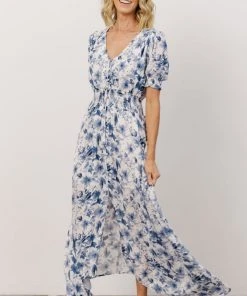HAY Robyn Maxi Dress | Blue Watercolor Print