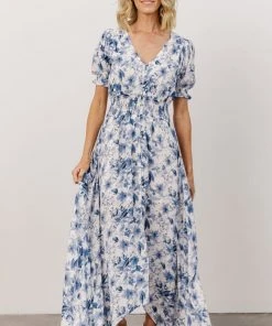 HAY Robyn Maxi Dress | Blue Watercolor Print