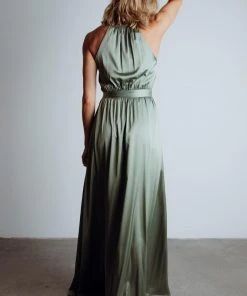 BB Custom Roma Satin Maxi Dress | Eucalyptus Dresses