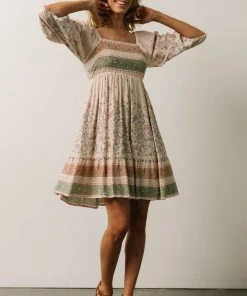 IL Dresses Romeo Criss Cross Back Mini Dress | Light Blush Multi Print