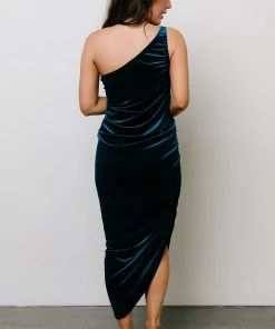 IBS Dresses Ronnie One Shoulder Midi Dress | Topaz