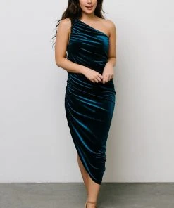 IBS Dresses Ronnie One Shoulder Midi Dress | Topaz