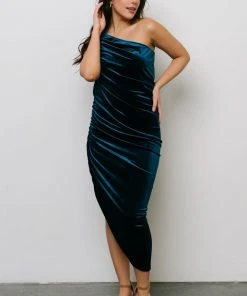 IBS Dresses Ronnie One Shoulder Midi Dress | Topaz
