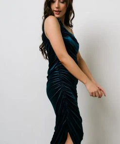 IBS Dresses Ronnie One Shoulder Midi Dress | Topaz
