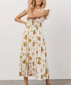 SL Rory Smocked Midi Dress | Orange Blossom