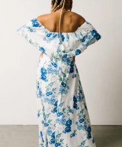 Soi Rosalie Off Shoulder Maxi Dress | Blue Floral