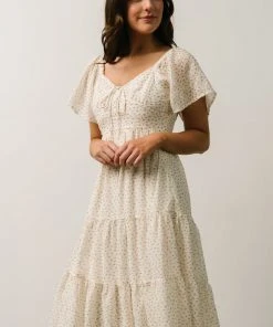 IL Rosette Tiered Dress | Ivory + Yellow Floral Dresses