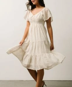 IL Rosette Tiered Dress | Ivory + Yellow Floral Dresses