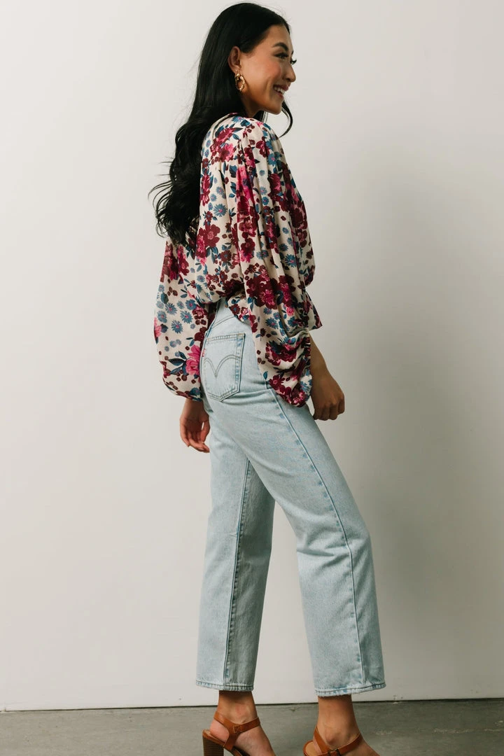 SL Rosie Top | Ivory + Purple Multi Print 8 SL Rosie Top | Ivory + Purple Multi Print