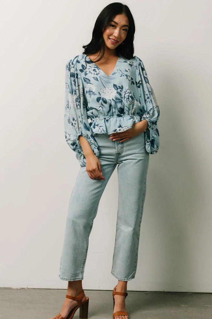 SL Tops Rosie Top | Light Blue Floral 3 SL Tops Rosie Top | Light Blue Floral