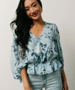 SL Tops Rosie Top | Light Blue Floral 20 SL Tops Rosie Top | Light Blue Floral