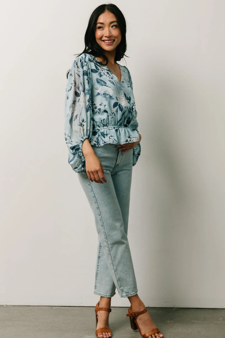 SL Tops Rosie Top | Light Blue Floral 4 SL Tops Rosie Top | Light Blue Floral