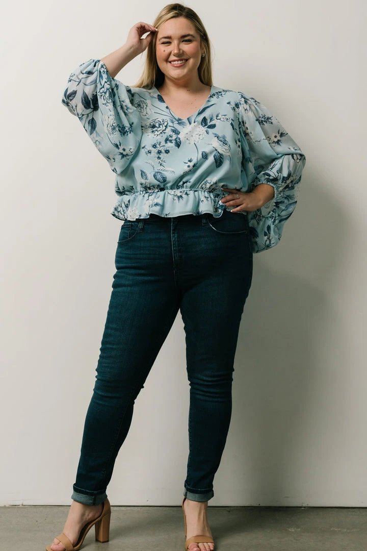 SL Tops Rosie Top | Light Blue Floral 2 SL Tops Rosie Top | Light Blue Floral