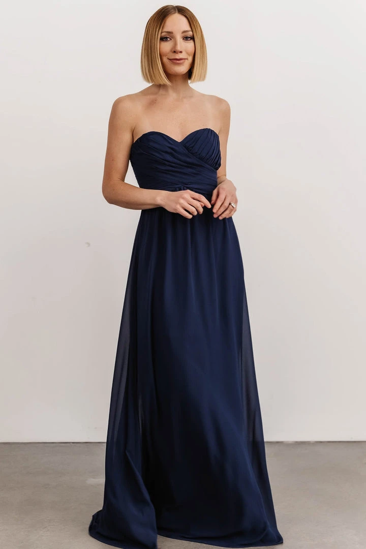 SL Ruth Strapless Convertible Gown | Navy Dresses 1 SL Ruth Strapless Convertible Gown | Navy Dresses