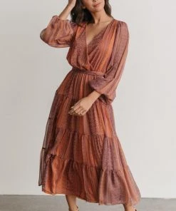 FT Ryker Tiered Midi Dress | Sunset Print Dresses