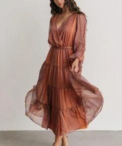 FT Ryker Tiered Midi Dress | Sunset Print Dresses