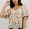 FT Tops Sandra Sweetheart Top | Pastel Floral