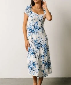 IBS Sandy Midi Dress | Blue + White Floral