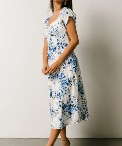 IBS Sandy Midi Dress | Blue + White Floral