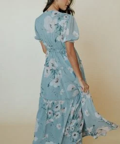 BB Custom Santorini Maxi Dress | Blue Floral Dresses