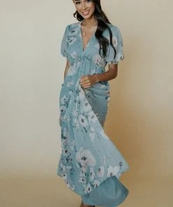 BB Custom Santorini Maxi Dress | Blue Floral Dresses