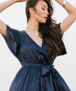 BB Custom Savannah Print Kimono Maxi | Navy Dresses