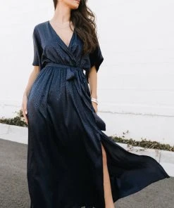 BB Custom Savannah Print Kimono Maxi | Navy Dresses