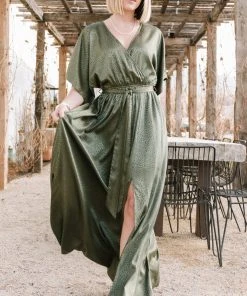 BB Custom Dresses Savannah Print Kimono Maxi | Olive