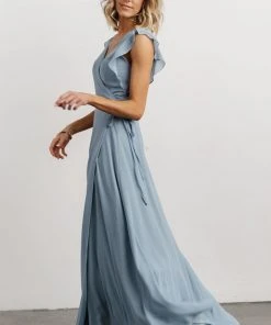 Soi Dresses Saya Wrap Maxi Dress | Dusty Blue