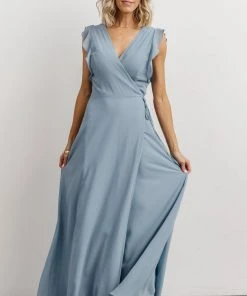 Soi Dresses Saya Wrap Maxi Dress | Dusty Blue