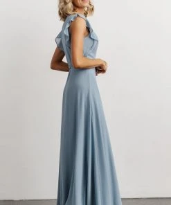 Soi Dresses Saya Wrap Maxi Dress | Dusty Blue