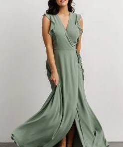 Soi Saya Wrap Maxi Dress | Dusty Sage