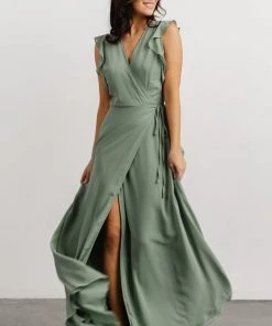 Soi Saya Wrap Maxi Dress | Dusty Sage