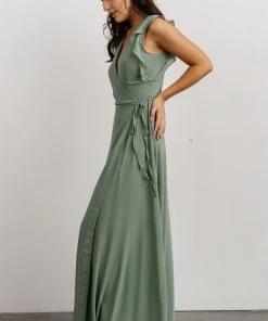 Soi Saya Wrap Maxi Dress | Dusty Sage