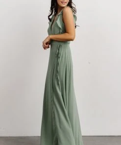Soi Saya Wrap Maxi Dress | Dusty Sage