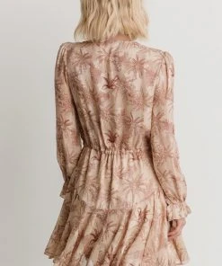 AK Dresses Saylor Ruffle Mini Dress | Beige Print