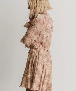 AK Dresses Saylor Ruffle Mini Dress | Beige Print