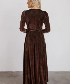 BB Custom Serena Shimmer Velvet Wrap Dress | Chocolate Dresses