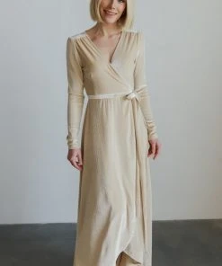 BB Custom Dresses Serena Shimmer Velvet Wrap Dress | Pearl