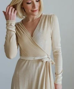 BB Custom Dresses Serena Shimmer Velvet Wrap Dress | Pearl