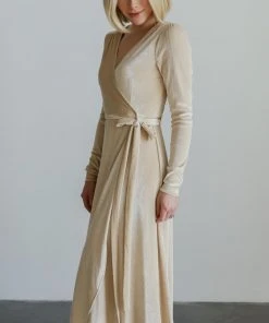 BB Custom Dresses Serena Shimmer Velvet Wrap Dress | Pearl