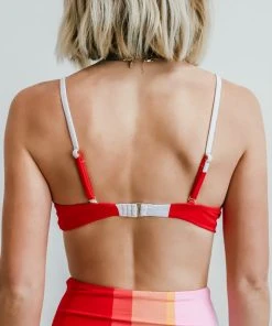 BJB Sherbet Striped Front Tie Bikini Top Swim 4 BJB Sherbet Striped Front Tie Bikini Top Swim