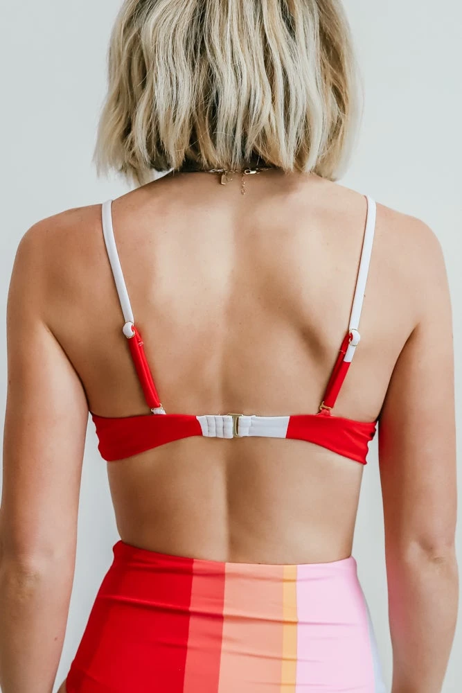 BJB Sherbet Striped Front Tie Bikini Top Swim BJB Sherbet Striped Front Tie Bikini Top Swim