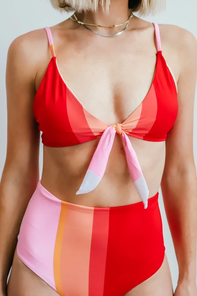 BJB Sherbet Striped Front Tie Bikini Top Swim BJB Sherbet Striped Front Tie Bikini Top Swim