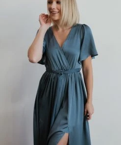 BB Custom Sicily Satin Maxi Dress | Blue 19 BB Custom Sicily Satin Maxi Dress | Blue