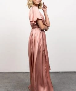 BB Custom Dresses Sicily Satin Maxi Dress | Blush