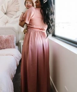 BB Custom Dresses Sicily Satin Maxi Dress | Blush