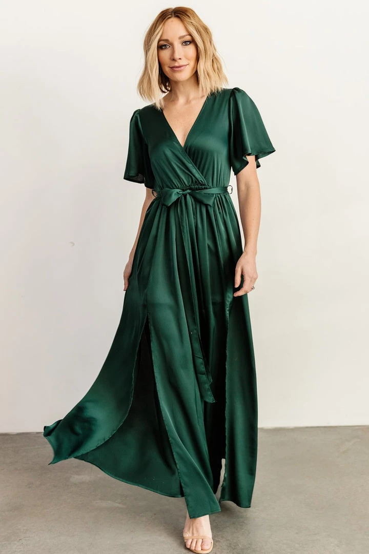 BB Custom Sicily Satin Maxi Dress | Emerald 5 BB Custom Sicily Satin Maxi Dress | Emerald