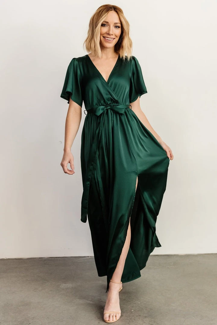 BB Custom Sicily Satin Maxi Dress | Emerald 2 BB Custom Sicily Satin Maxi Dress | Emerald